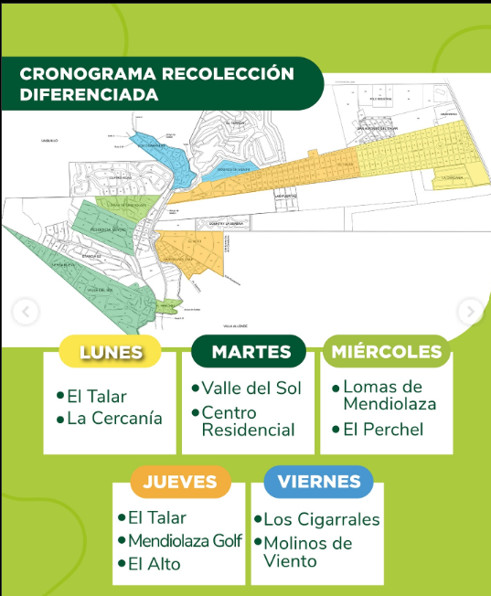 Cronograma detallado de recolección de residuos en Mendiolaza.